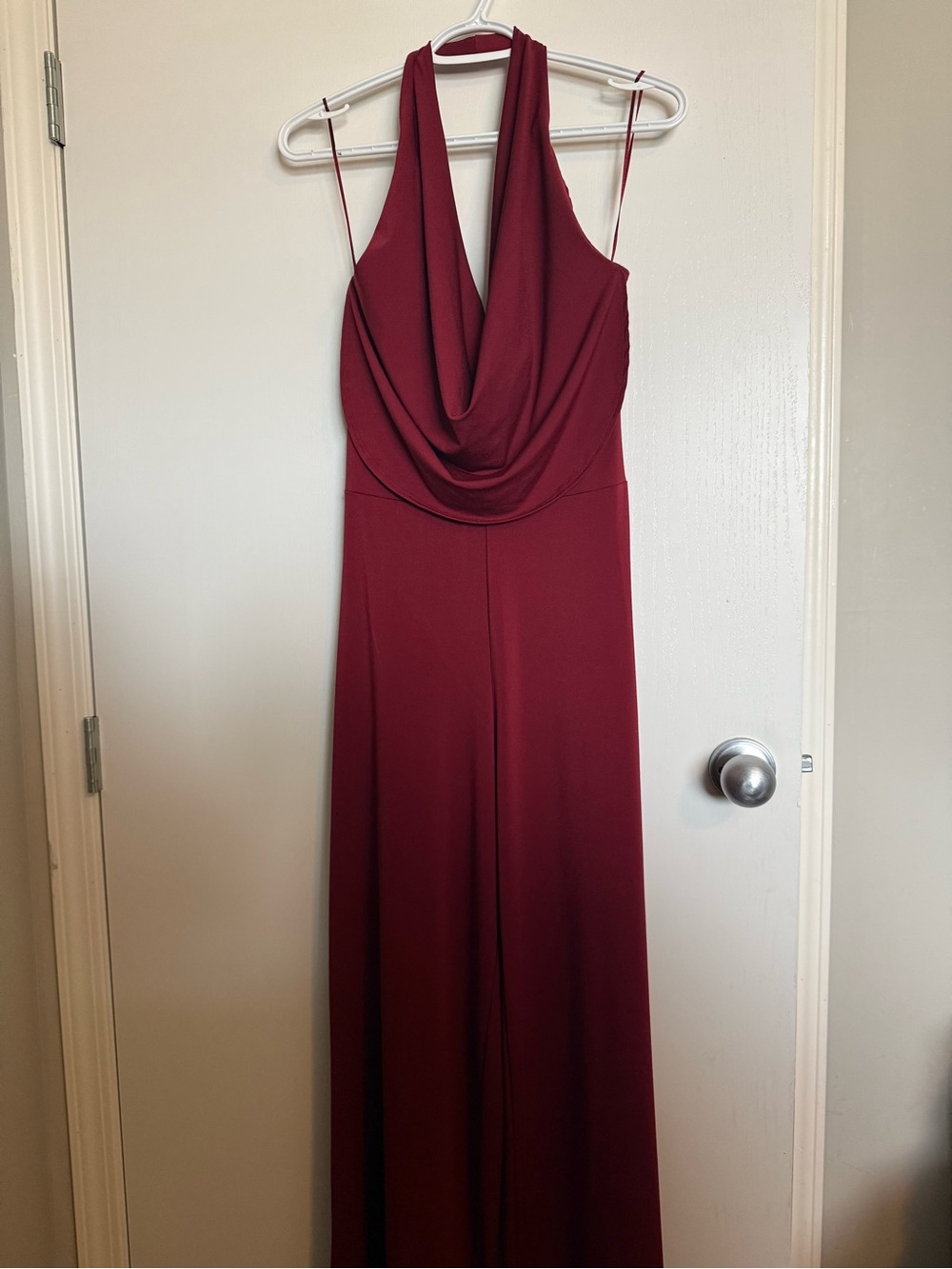 Women's Another Story Cowl Neck Sleeveless Jumpsuit in Burgundy Romper Large
